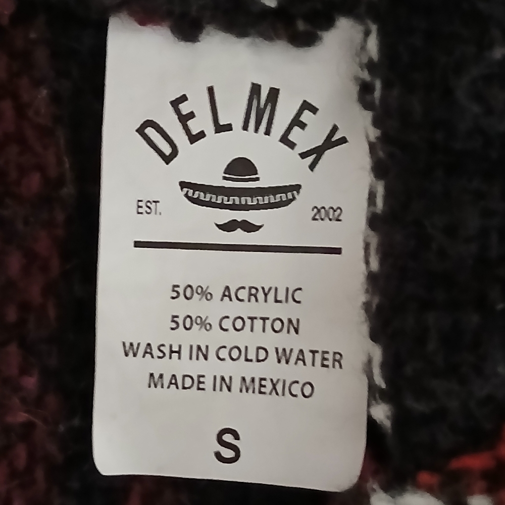 Mexican Baja Hoodie Hippie Surf Poncho Sweater Sweatshirt Pullover Unisex Small - Picture 12 of 12